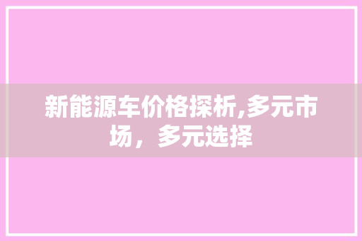 新能源车价格探析,多元市场，多元选择