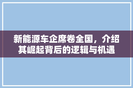 新能源车企席卷全国，介绍其崛起背后的逻辑与机遇
