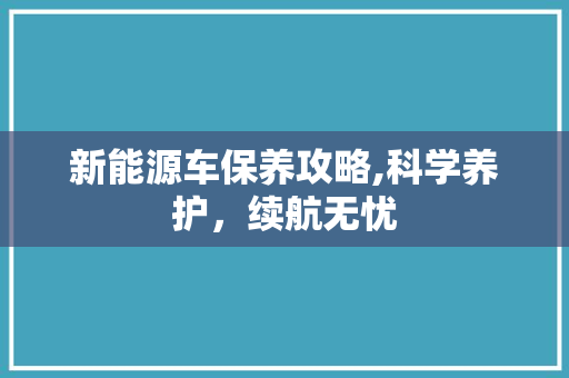 新能源车保养攻略,科学养护，续航无忧