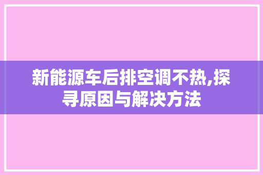 新能源车后排空调不热,探寻原因与解决方法