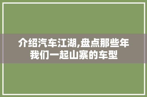 介绍汽车江湖,盘点那些年我们一起山寨的车型