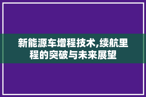 新能源车增程技术,续航里程的突破与未来展望