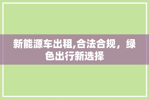 新能源车出租,合法合规，绿色出行新选择