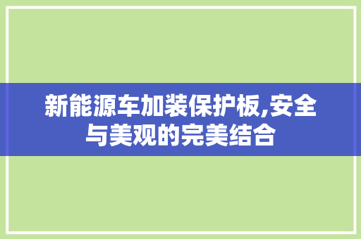 新能源车加装保护板,安全与美观的完美结合