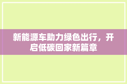 新能源车助力绿色出行，开启低碳回家新篇章
