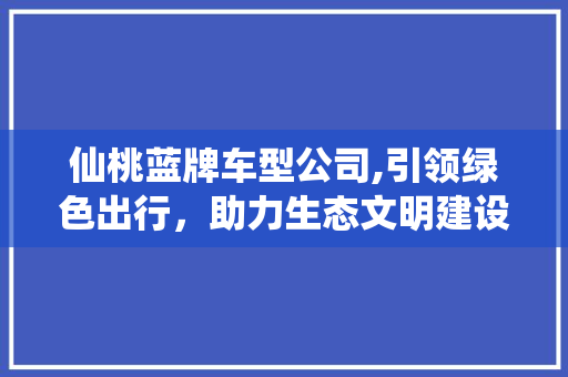 仙桃蓝牌车型公司,引领绿色出行，助力生态文明建设