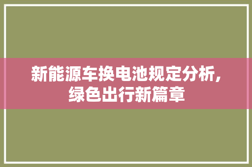 新能源车换电池规定分析,绿色出行新篇章