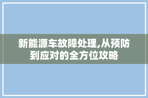 新能源车故障处理,从预防到应对的全方位攻略