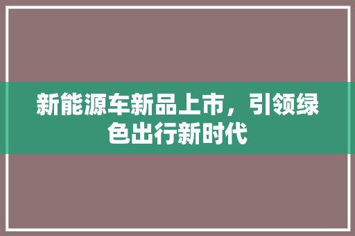 新能源车新品上市，引领绿色出行新时代
