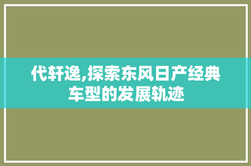 代轩逸,探索东风日产经典车型的发展轨迹