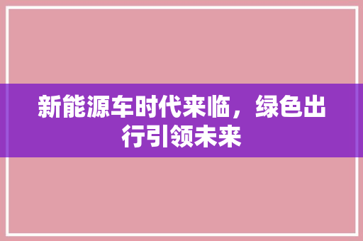 新能源车时代来临，绿色出行引领未来