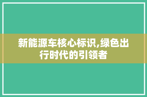 新能源车核心标识,绿色出行时代的引领者