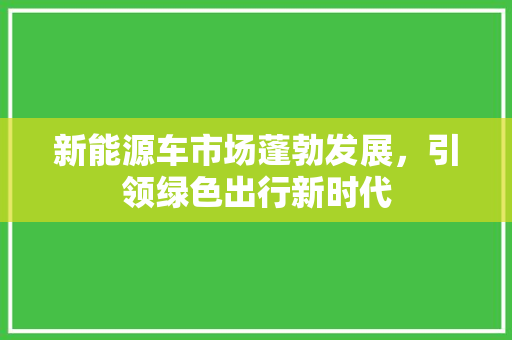 新能源车市场蓬勃发展，引领绿色出行新时代