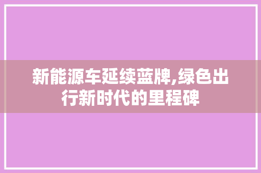 新能源车延续蓝牌,绿色出行新时代的里程碑