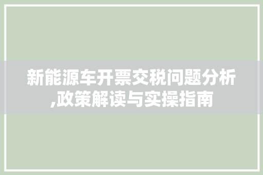 新能源车开票交税问题分析,政策解读与实操指南