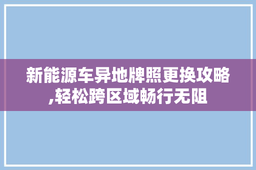 新能源车异地牌照更换攻略,轻松跨区域畅行无阻