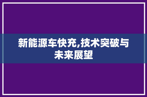 新能源车快充,技术突破与未来展望