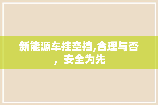 新能源车挂空挡,合理与否，安全为先