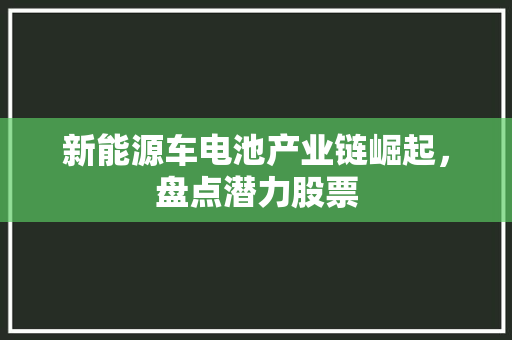 新能源车电池产业链崛起，盘点潜力股票