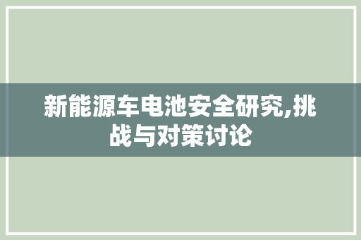 新能源车电池安全研究,挑战与对策讨论
