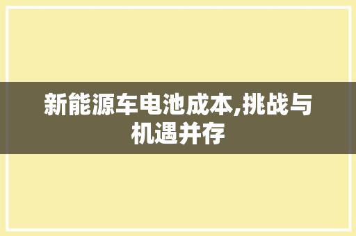 新能源车电池成本,挑战与机遇并存