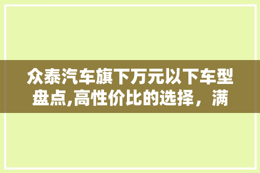 众泰汽车旗下万元以下车型盘点,高性价比的选择，满足不同需求