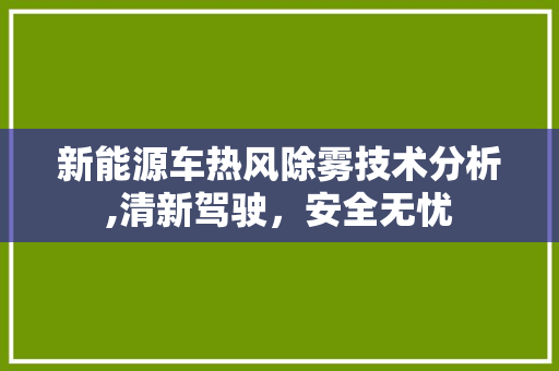 新能源车热风除雾技术分析,清新驾驶，安全无忧