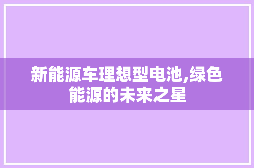 新能源车理想型电池,绿色能源的未来之星