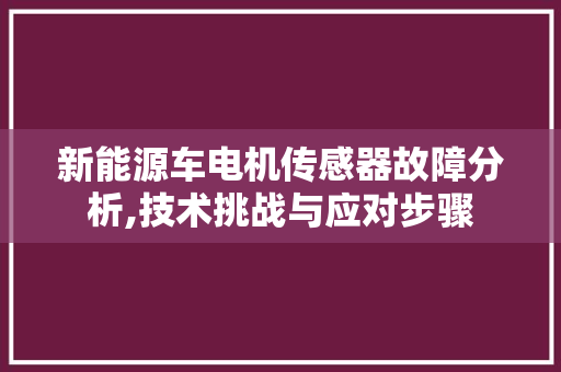 新能源车电机传感器故障分析,技术挑战与应对步骤