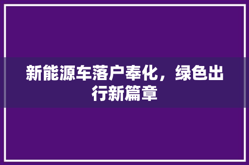 新能源车落户奉化，绿色出行新篇章