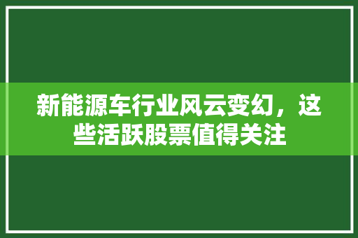 新能源车行业风云变幻，这些活跃股票值得关注
