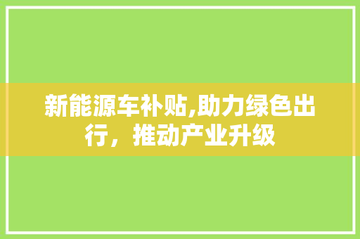 新能源车补贴,助力绿色出行，推动产业升级