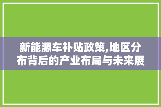 新能源车补贴政策,地区分布背后的产业布局与未来展望