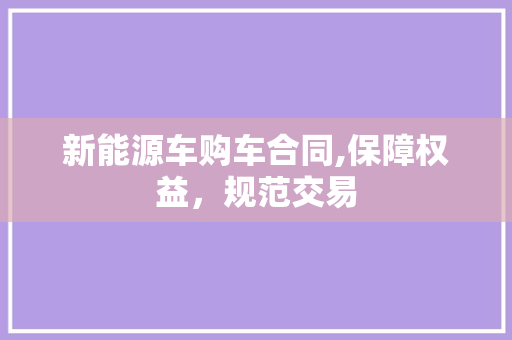 新能源车购车合同,保障权益，规范交易
