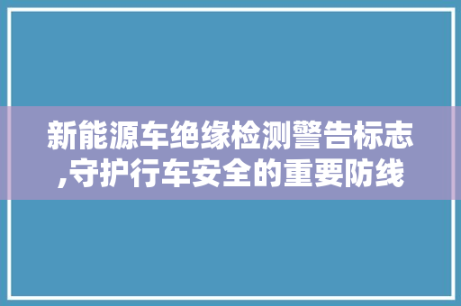 新能源车绝缘检测警告标志,守护行车安全的重要防线