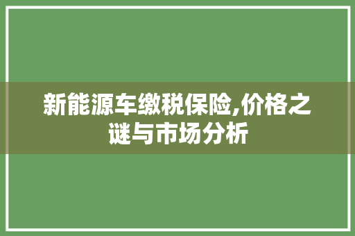 新能源车缴税保险,价格之谜与市场分析