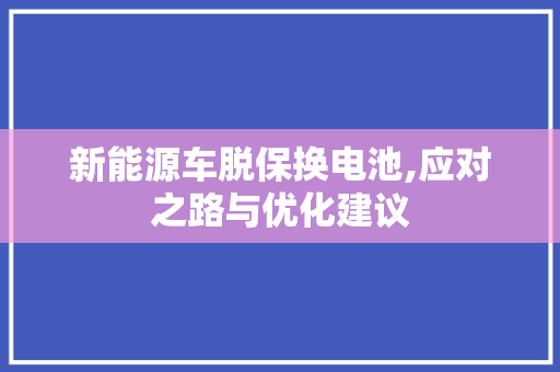 新能源车脱保换电池,应对之路与优化建议