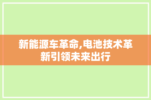 新能源车革命,电池技术革新引领未来出行