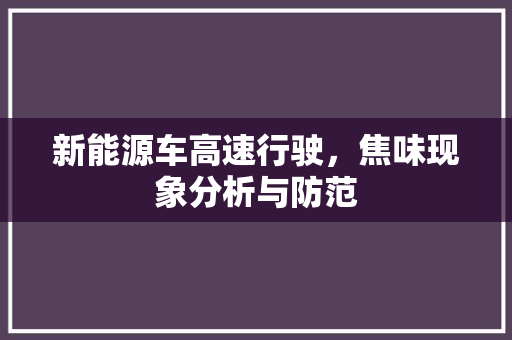 新能源车高速行驶，焦味现象分析与防范