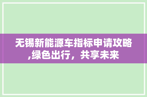 无锡新能源车指标申请攻略,绿色出行，共享未来