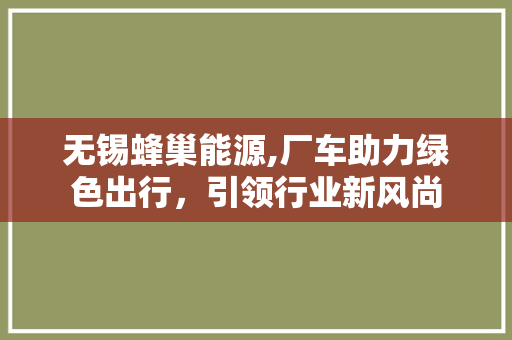无锡蜂巢能源,厂车助力绿色出行，引领行业新风尚