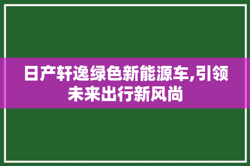 日产轩逸绿色新能源车,引领未来出行新风尚
