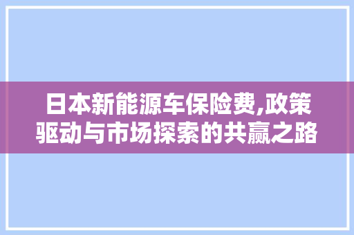 日本新能源车保险费,政策驱动与市场探索的共赢之路