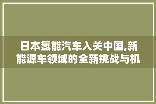日本氢能汽车入关中国,新能源车领域的全新挑战与机遇