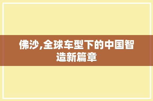 佛沙,全球车型下的中国智造新篇章