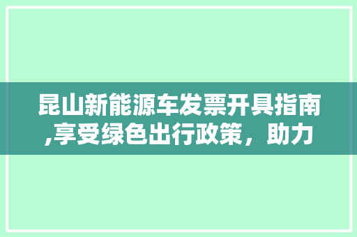 昆山新能源车发票开具指南,享受绿色出行政策，助力环保事业