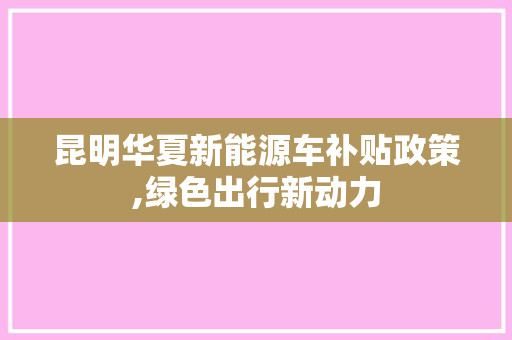 昆明华夏新能源车补贴政策,绿色出行新动力
