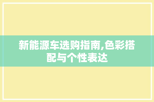 新能源车选购指南,色彩搭配与个性表达