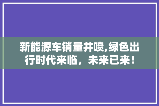 新能源车销量井喷,绿色出行时代来临，未来已来！