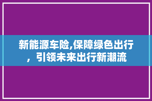新能源车险,保障绿色出行，引领未来出行新潮流